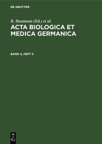 Produktbild: Acta Biologica et Medica Germanica. Band 4, Heft 3