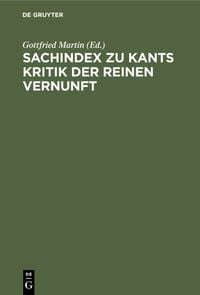 Produktbild: Sachindex zu Kants Kritik der reinen Vernunft