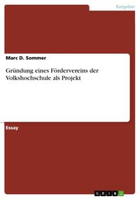 Produktbild: Gr&uuml;ndung eines F&ouml;rdervereins der Volkshochschule als Projekt