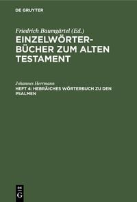 Produktbild: Hebr&auml;iches W&ouml;rterbuch zu den Psalmen