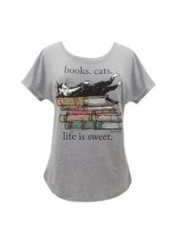 Produktbild: Books. Cats. Life is Sweet. Women's Relaxed Fit T-Shirt Large