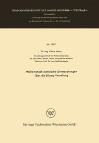 Produktbild: Mathematisch-statistische Untersuchungen &uuml;ber die Erlang-Verteilung