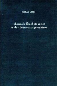 Produktbild: Informale Erscheinungen in der Betriebsorganisation.