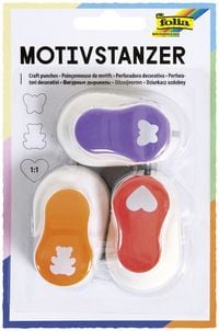 Produktbild: FOLIA Bastelartikel Motivstanzer GANZJAHRESMOTIVE, Set 1, 3 Stanzer &agrave; 15mm