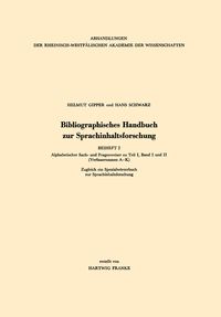 Produktbild: Bibliographisches Handbuch zur Sprachinhaltsforschung