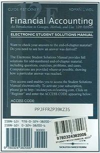 Produktbild: Student Solutions Manual Printed Access Card for Stickney/Weil's Financial Accounting: An Introduction to Concepts, Methods and Uses