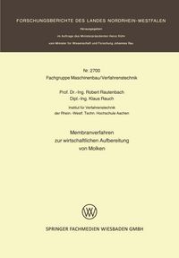 Produktbild: Membranverfahren zur wirtschaftlichen Aufbereitung von Molken