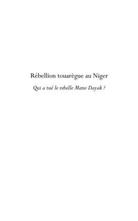 Produktbild: Rebellion touarEgue au niger - qui a tue le rebelle mano day