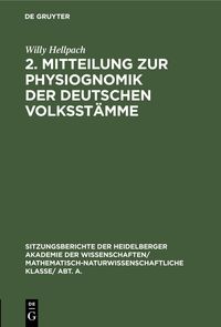 Produktbild: 2. Mitteilung zur Physiognomik der deutschen Volksst&auml;mme