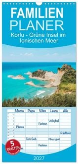 Produktbild: Familienplaner 2027 - Korfu - Gr&uuml;ne Insel im Ionischen Meer mit 5 Spalten (Wandkalender, 21 x 45 cm) CALVENDO