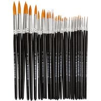 Produktbild: Creativ Company Gold Line Pinsel, Nr. 0+1+2+4+8+12+18+22, L 17-21,5 cm, B 1-7 mm, rund, 36 Stk