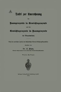 Produktbild: Tafel zur Umrechnung der Raumprozente in Gewichtsprozente und der Gewichtsprozente in Raumprozente bei Branntweinen