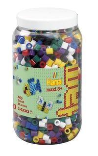 Produktbild: Hama&reg; B&uuml;gelperlen Maxi - Vollton Mix 1400 Perlen (6 Farben) in Aufbewahrungsdo