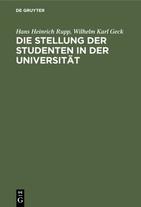 Produktbild: Die Stellung der Studenten in der Universit&auml;t