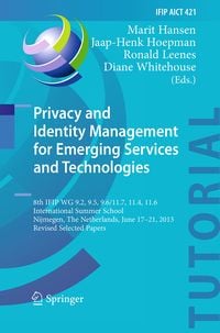 Produktbild: Privacy and Identity Management for Emerging Services and Technologies
