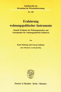 Produktbild: Evaluierung wohnungspolitischer Instrumente.