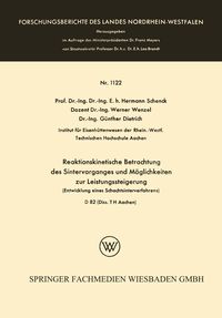 Produktbild: Reaktionskinetische Betrachtung des Sintervorganges und M&ouml;glichkeiten zur Leistungssteigerung