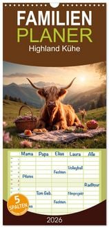 Produktbild: Familienplaner 2026 - Highland K&uuml;he mit 5 Spalten (Wandkalender, 21 x 45 cm) CALVENDO