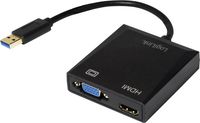 LogiLink UA0234 USB / VGA / HDMI Adapter [1x USB 3.2 Gen 1 Stecker A (USB 3.0) - 1x VGA-Buchse, HDMI-Buchse] Schwarz  10.00 cm
