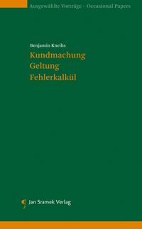 Produktbild: Kundmachung, Geltung, Fehlerkalk&uuml;l