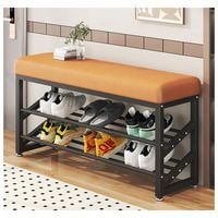 Produktbild: HTI-Living Schuhregal Metall 2 Ebenen mit Sitzkissen Orange