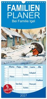 Produktbild: Familienplaner 2027 - Bei Familie Igel mit 5 Spalten (Wandkalender, 21 x 45 cm) CALVENDO