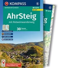 Produktbild: KOMPASS Wanderf&uuml;hrer Ahrsteig mit Rotweinwanderweg, 30 Touren/Etappen mit Extra-Tourenkarte