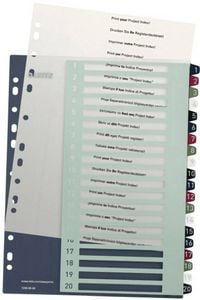 Produktbild: Leitz 1239 Style Register DIN A4 1-20 Polypropylen Mehrfarbig 20 Registerbl&auml;tter extrabreit, PC-beschriftbar 1239-00-00