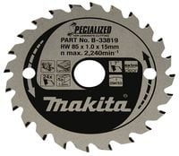 Produktbild: Makita SPECIALIZED B-33819 Kreiss&auml;geblatt 85 x 15 x 1.0 mm Z&auml;hneanzahl: 24 1 St.