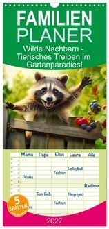 Produktbild: Familienplaner 2027 - Wilde Nachbarn - Tierisches Treiben im Gartenparadies! mit 5 Spalten (Wandkalender, 21 x 45 cm) CALVENDO