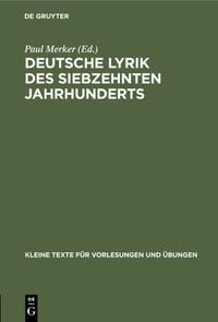 Produktbild: Deutsche Lyrik des siebzehnten Jahrhunderts