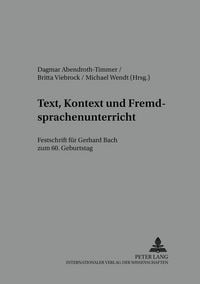 Produktbild: Text, Kontext und Fremdsprachenunterricht