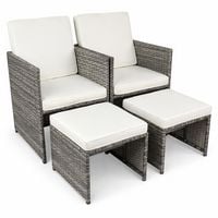 Produktbild: 4-tlg Gartenstuhl Rattan Fu&szlig;auflage Hocker Raloso