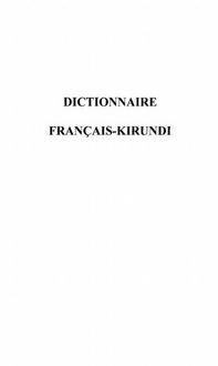 Produktbild: Dictionnaire francais-kirundi