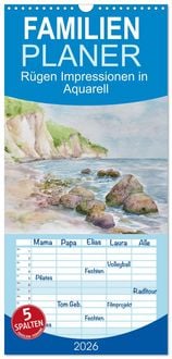 Produktbild: Familienplaner 2026 - R&uuml;gen Impressionen in Aquarell mit 5 Spalten (Wandkalender, 21 x 45 cm) CALVENDO