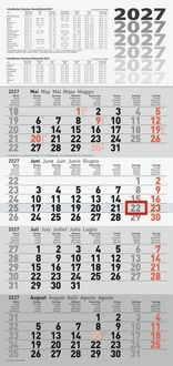 Produktbild: rido/id&eacute; 7033420007 4-Monatskalender 2027 grau, 300&times;630 mm