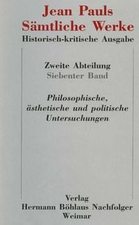 Produktbild: Jean Pauls S&auml;mtliche Werke. Historisch-kritische Ausgabe