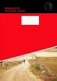 Produktbild: Notizbuch A4 200 Seiten kariert (Softcover Rot)