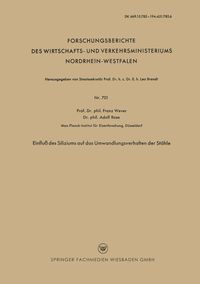 Produktbild: Einflu&szlig; des Siliziums auf das Umwandlungsverhalten der St&auml;hle