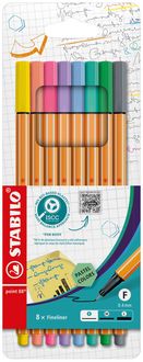 Produktbild: STABILO Fineliner - point 88 - 8er Etui - Pastellfarben