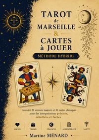 Produktbild: Tarot de Marseille & Cartes &agrave; Jouer : M&eacute;thode hybride