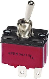 Produktbild: APEM 3647NF/2 3647NF/2 Kippschalter 250 V/AC 6A 2 x (Ein)/Aus/(Ein) tastend/0/tastend 1St.
