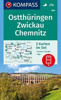 Produktbild: KOMPASS Wanderkarten-Set 804 Ostth&uuml;ringen, Zwickau, Chemnitz (2 Karten) 1:50.000
