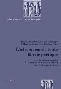 Produktbild: L&rsquo;ode, en cas de toute libert&eacute; po&eacute;tique
