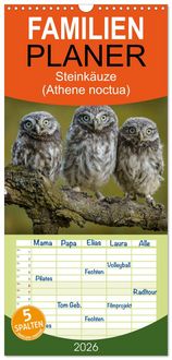Produktbild: Familienplaner 2026 - Steink&auml;uze (Athene noctua) mit 5 Spalten (Wandkalender, 21 x 45 cm) CALVENDO