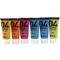 Produktbild: Creativ Company Glitter-Acrylfarbe, sortierte Farben, 6x20 ml
