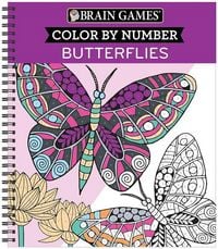 Produktbild: Brain Games - Color by Number: Butterflies - Stress-Free Adult Coloring Book with Tear-Out Pages Relaxing Activity for Paint by Number Lovers Gift for