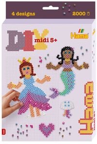 Produktbild: Hama B&uuml;gelperlen midi Prinzessin und Meerjungfrau 2000 St&uuml;ck Geschenkpackung klein