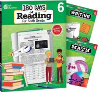 Produktbild: 180 Days(r) Reading, Writing and Math for Grade 6: 3-Book Set