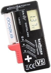 Produktbild: Kraftmax Batterietester Messbereich (Batterietester) 1,2 V, 1,5V Akku, Batterie 146699